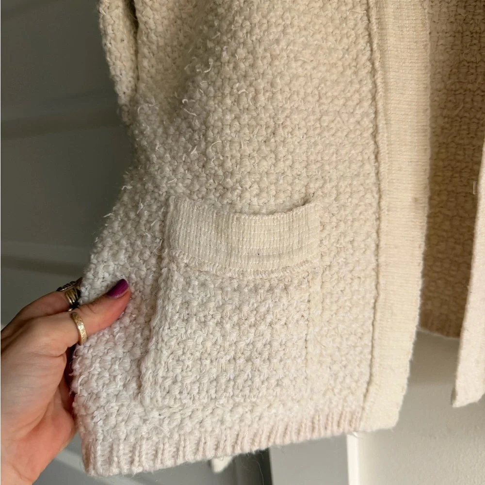 Sandro Ivory Textured Open-Front Bouclé Cardigan - Picture 5 of 9